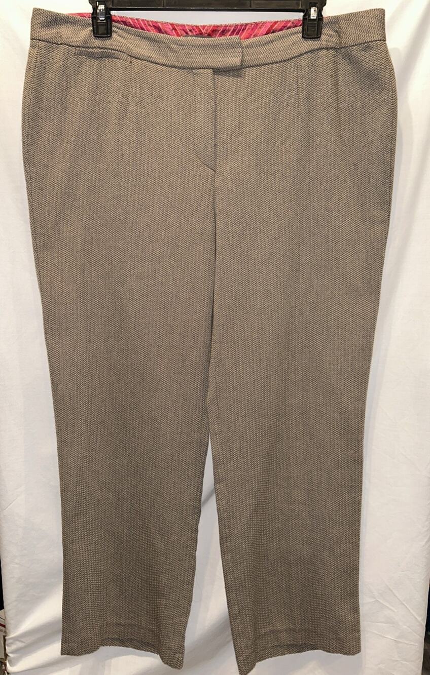 Sigrid Olsen Marais Bistro Pant Size 18w Brown Tweed Modern Wide Leg Career
